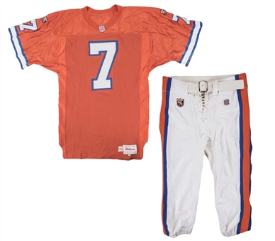 1995 John Elway Game Used Denver Broncos Home Uniform: Jersey & Pants (MEARS)